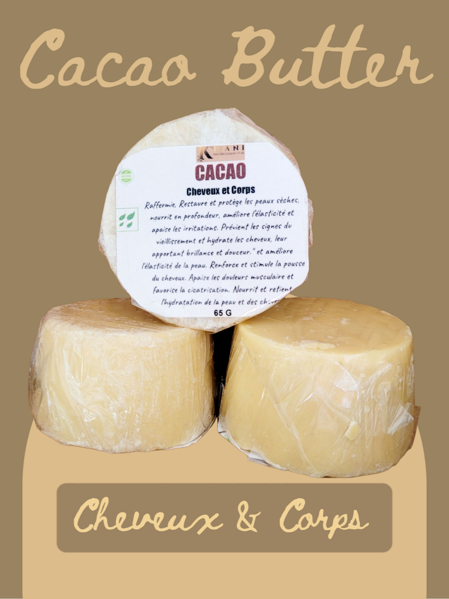 Beurre de cacao - Lot de 3 x 65 G